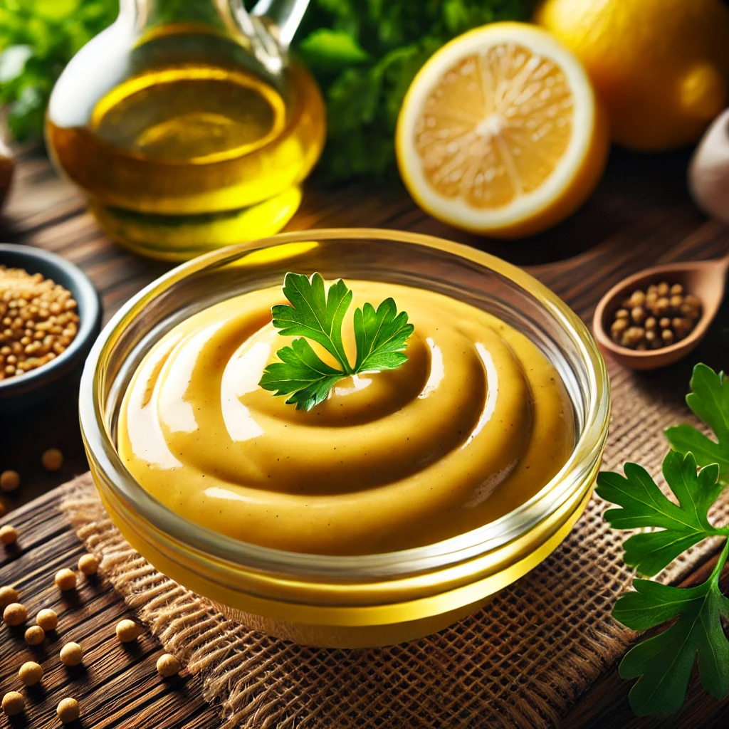 DALL·E-2024-10-10-16.17.10-A-mustard-dressing-sauce-in-a-small-glass-bowl-with-a-smooth-creamy-texture-and-a-golden-yellow-color.jpg